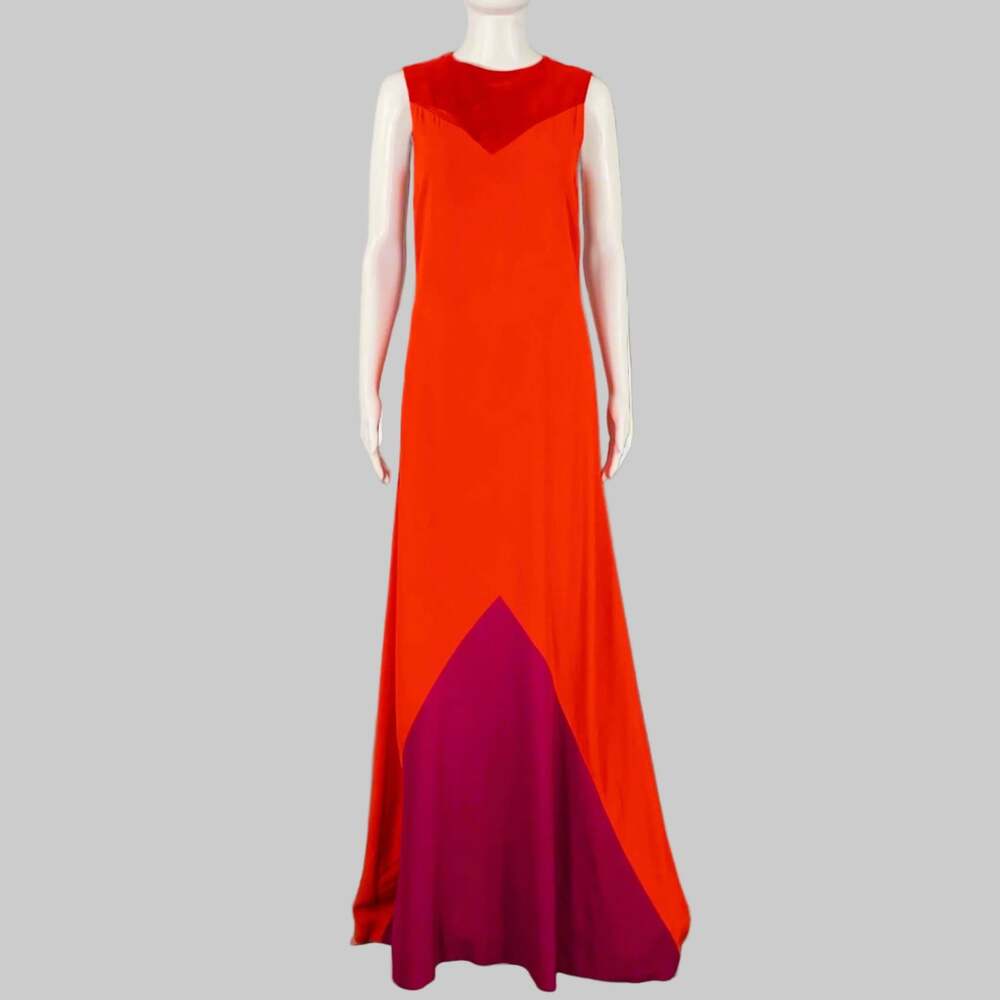 GIVENCHY Size 2 Red Purple Viscose Blend Sleeveless Gown Dress